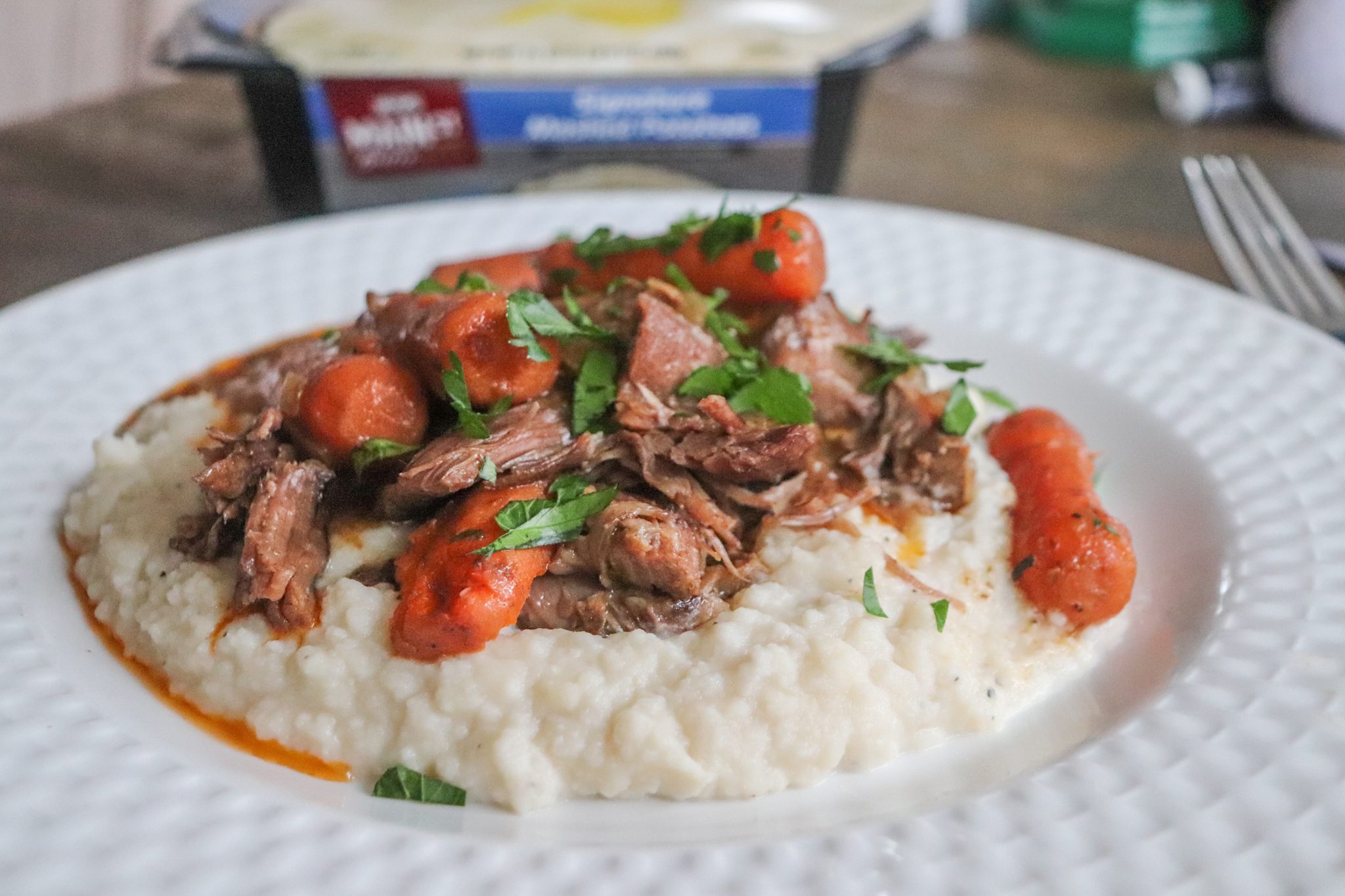 Main St Bistro mashed potatoes with italian inspired pot roast